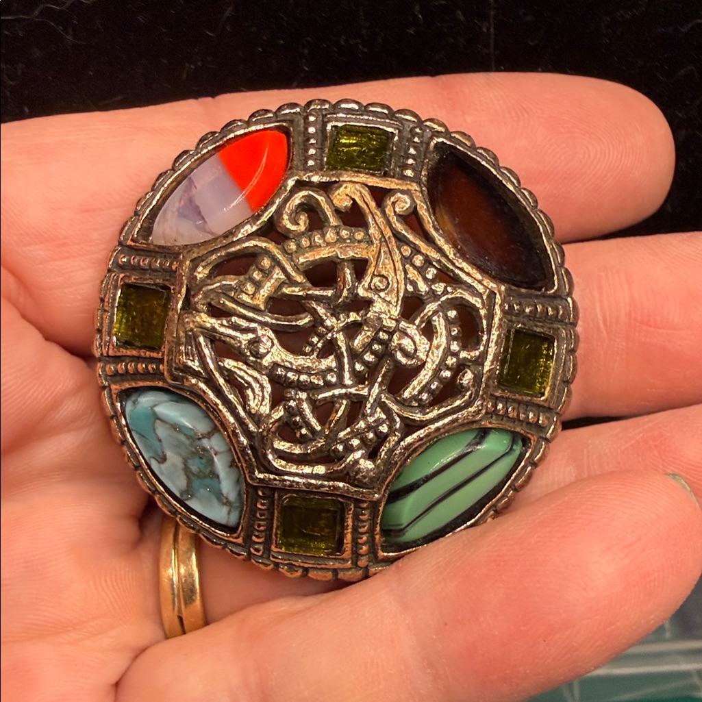 Vintage Miracle Openwork Celtic Gold-Tone Brooch/Pendant